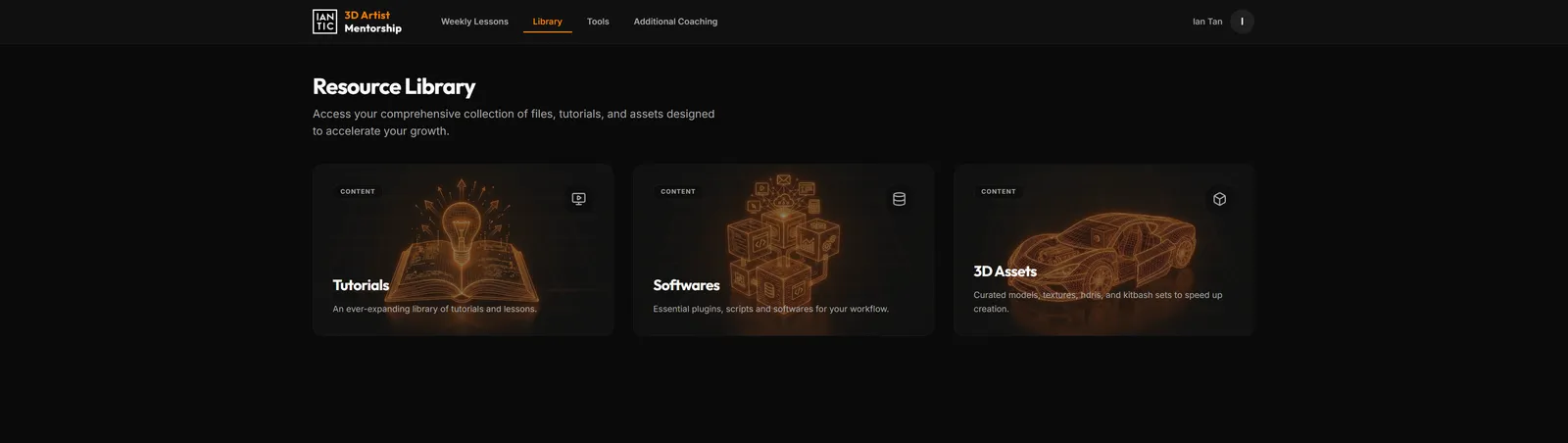 3D Artist Mentorship Education Dashboard - 3
